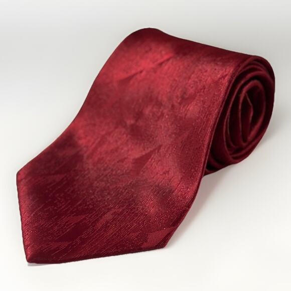 David Taylor Men’s Red Textured Neck Tie Classic Formal Polyester 58” x 4” - Picture 3 of 8